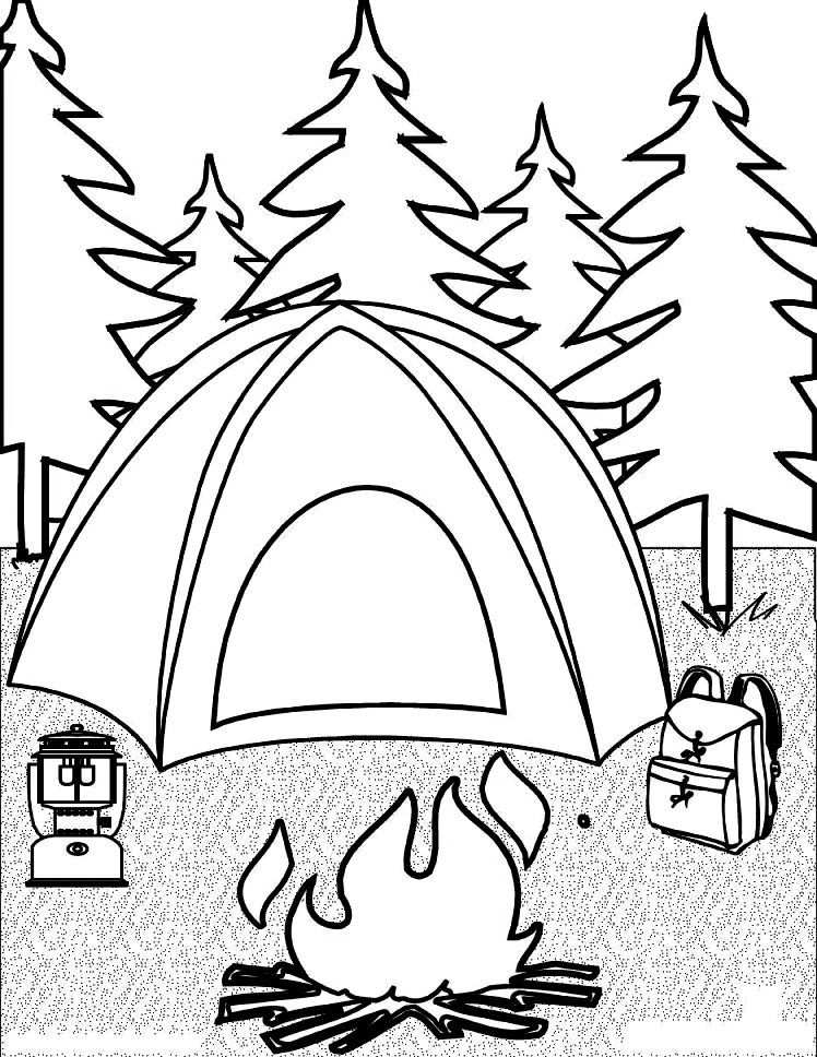 Plansa de colorat cu Camping 40 35